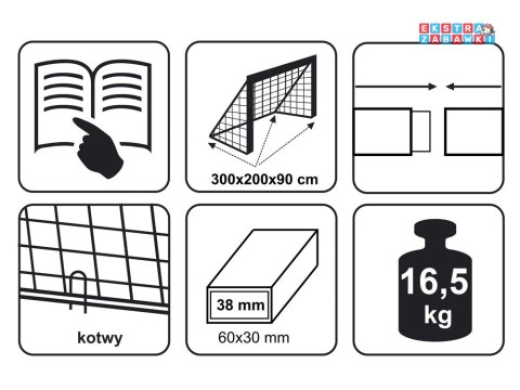 [SP0661] Bramka piłkarska 300 x 200 x 90 cm stadion