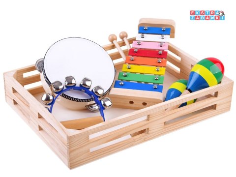 [IN0134] Drewniany zestaw instrumentów 4w1 zabawka