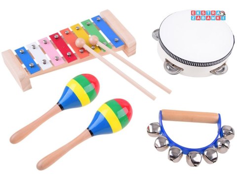 [IN0134] Drewniany zestaw instrumentów 4w1 zabawka