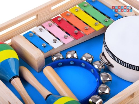 [IN0134] Drewniany zestaw instrumentów 4w1 zabawka