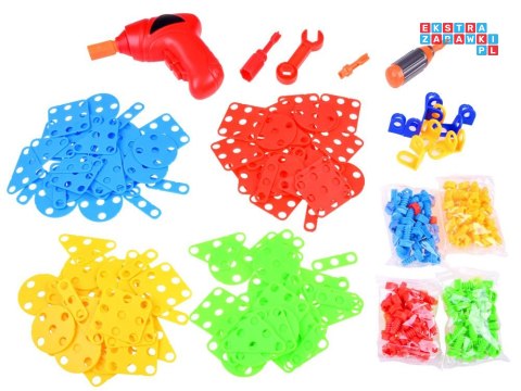 Duży Zestaw Klocki konstrukcyjne w walizce + Wkrętarka 268 ele ZA3546