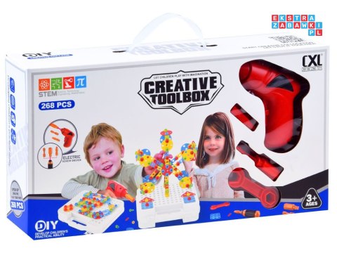 Duży Zestaw Klocki konstrukcyjne w walizce + Wkrętarka 268 ele ZA3546