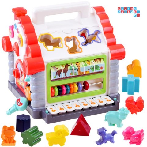Interaktywny Domek kostka edukacyjna sorter klocki zwierzątka ZA3518