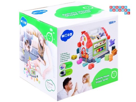 Interaktywny Domek kostka edukacyjna sorter klocki zwierzątka ZA3518