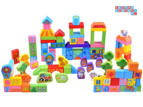 Kolorowe Klocki drewniane sorter farma 100e ZA3565