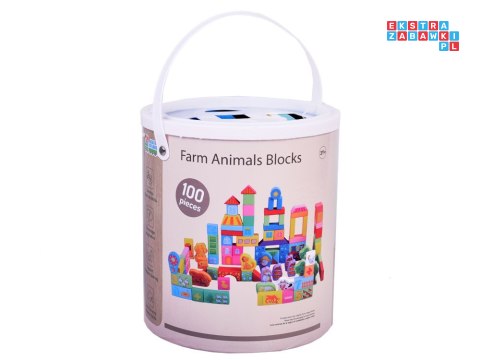 Kolorowe Klocki drewniane sorter farma 100e ZA3565