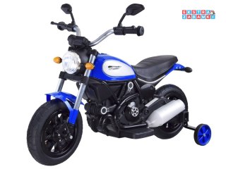 Niebieski Motor Street Bob na akumulator - 6V/7Ah, pompowane opony, wolny start, MP3 - [PA0235]
