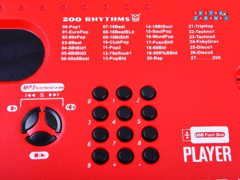 [IN0132] Organy keyboard z mikrofonem 61kl czerwone