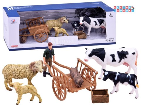 [ZA2606 C] Seria zwierzęta farma zestaw figurki krowa owca gospodarz zagroda
