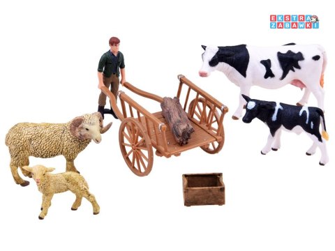 [ZA2606 C] Seria zwierzęta farma zestaw figurki krowa owca gospodarz zagroda