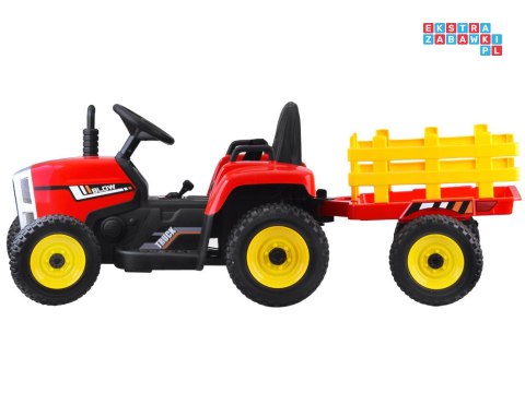 [PA0242] Traktor z przyczepą na akumulator 12V/7Ah z pilotem wolny start panel muzyczny - czerwony