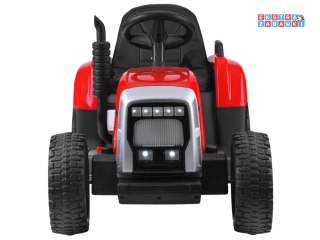 Traktor z przyczepą na akumulator - czerwony, 12V/7Ah, z pilotem, wolny start, panel muzyczny [PA0242]