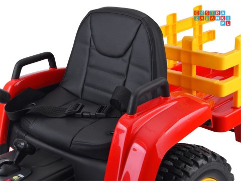[PA0242] Traktor z przyczepą na akumulator 12V/7Ah z pilotem wolny start panel muzyczny - czerwony