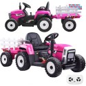 [PA0242] Traktor z przyczepą na akumulator 12V/7Ah z pilotem wolny start panel muzyczny - różowy