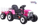 [PA0242] Traktor z przyczepą na akumulator 12V/7Ah z pilotem wolny start panel muzyczny - różowy