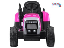 [PA0242] Traktor z przyczepą na akumulator 12V/7Ah z pilotem wolny start panel muzyczny - różowy