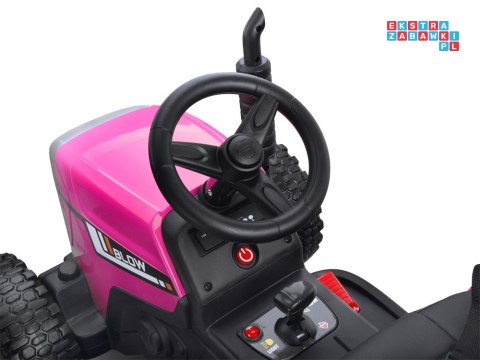 [PA0242] Traktor z przyczepą na akumulator 12V/7Ah z pilotem wolny start panel muzyczny - różowy