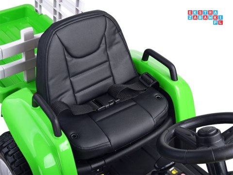 [PA0242] Traktor z przyczepą na akumulator 12V/7Ah z pilotem wolny start panel muzyczny - zielony