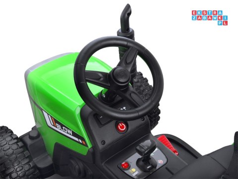 [PA0242] Traktor z przyczepą na akumulator 12V/7Ah z pilotem wolny start panel muzyczny - zielony