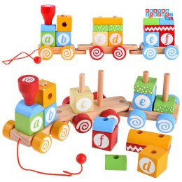 Kolejka drewniana pociąg klocki z literkami ZA4116