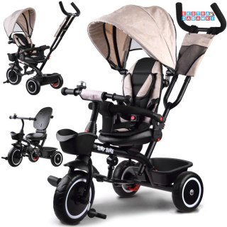 [SP0650 BE] Rowerek trójkołowy Tiny Bike 3w1 beżowy z daszkiem