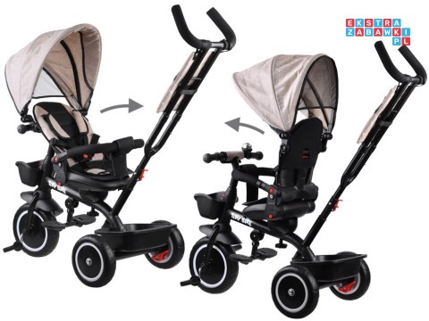 [SP0650 BE] Rowerek trójkołowy Tiny Bike 3w1 beżowy z daszkiem