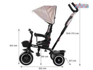 [SP0650 BE] Rowerek trójkołowy Tiny Bike 3w1 beżowy z daszkiem