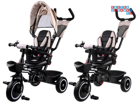 [SP0650 BE] Rowerek trójkołowy Tiny Bike 3w1 beżowy z daszkiem