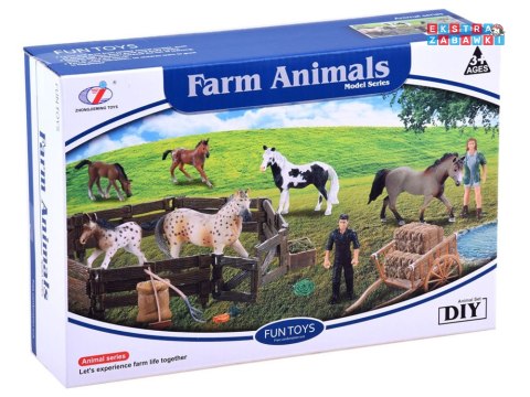 [ZA2991 C] Seria zwierzęta farma duży zestaw zwierząt zagroda figurki konie