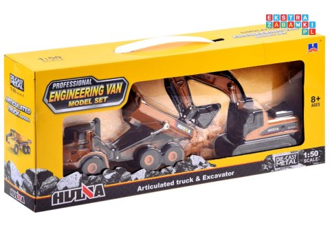 Zestaw metalowa koparka + wywrotka modele 2w1 ZA3910