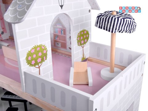 [ZA4131] Drewniany domek dla lalek w stylu Boho led
