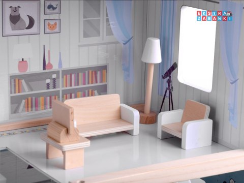 [ZA4131] Drewniany domek dla lalek w stylu Boho led