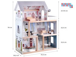 [ZA4131] Drewniany domek dla lalek w stylu Boho led