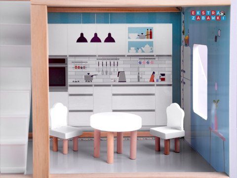 [ZA4131] Drewniany domek dla lalek w stylu Boho led