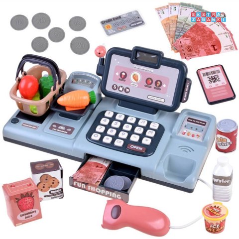 [ZA4147 Kasa fiskalna dla dzieci skaner waga smartfon koszyk zabawa w sklep