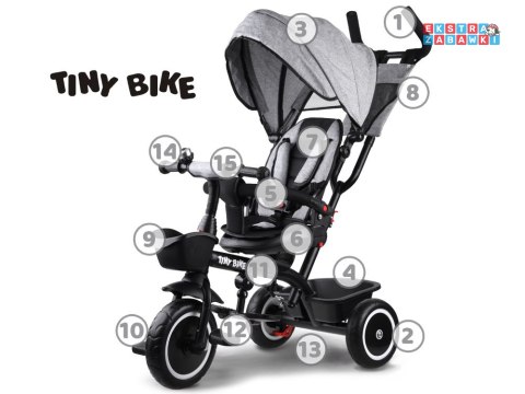 [SP0650 SZ] Rowerek dziecięcy trójkołowy Tiny Bike 3w1 z daszkiem obracany