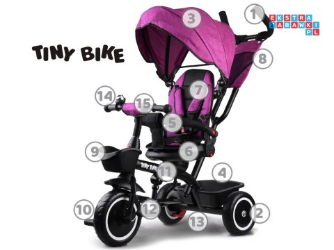 [SP0650 RO] Rowerek trójkołowy Tiny Bike 3w1 różowy z daszkiem
