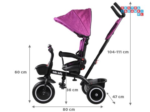 [SP0650 RO] Rowerek trójkołowy Tiny Bike 3w1 różowy z daszkiem