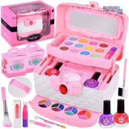 [ZA4175] Różowy duży kuferek piękności zestaw do makijażu