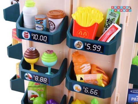 [ZA4279] Supermarket sklep spożywczy kasa fiskalna 71 el. akcesoria dźwięk