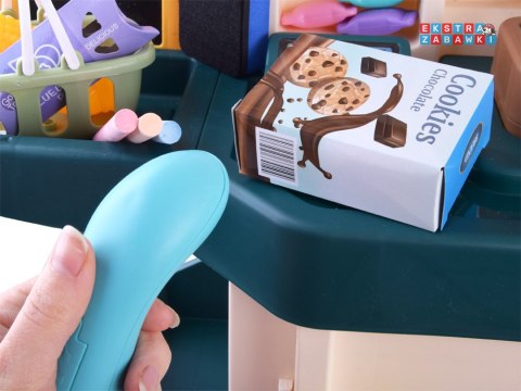 [ZA4279] Supermarket sklep spożywczy kasa fiskalna 71 el. akcesoria dźwięk