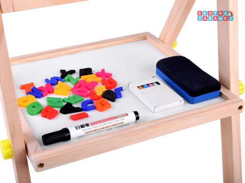 [TA0096] Tablica drewniana kredowa magnetyczna 3w1 sztaluga kreda pisaki
