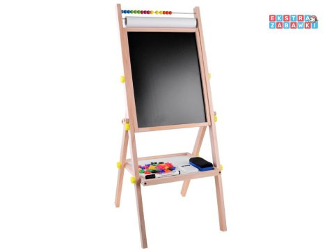 [TA0096] Tablica drewniana kredowa magnetyczna 3w1 sztaluga kreda pisaki