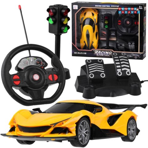 [RC0589 ZO] Zdalnie sterowane sportowe auto + kierownica + sygnalizacja