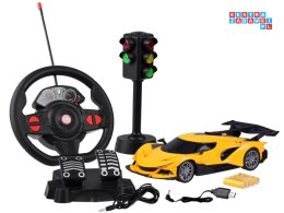 [RC0589 ZO] Zdalnie sterowane sportowe auto + kierownica + sygnalizacja
