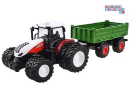 Zdalnie sterowany Duży CZERWONY TRAKTOR z przyczepą + Światło RC0602