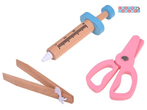 [ZA4146] Zestaw mały lekarz doktor drewniane akcesoria kuferek
