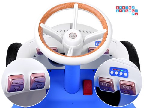 [PA0290] Autko retro Vision Mercedes Simplex na akumulator 12V/7Ah LED MP3 pilot - biały