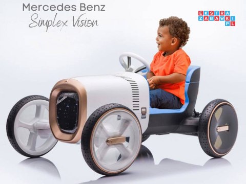 [PA0290] Autko retro Vision Mercedes Simplex na akumulator 12V/7Ah LED MP3 pilot - biały