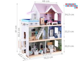 [ZA4835] Domek drewniany dla lalek basen winda mebelki